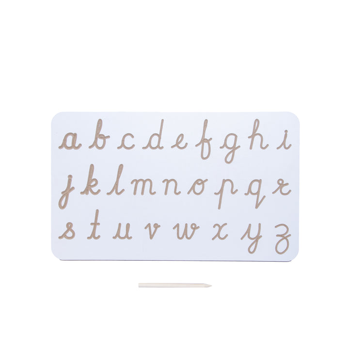 White Tracing Board / Stencil - Small Cursive Alphabets