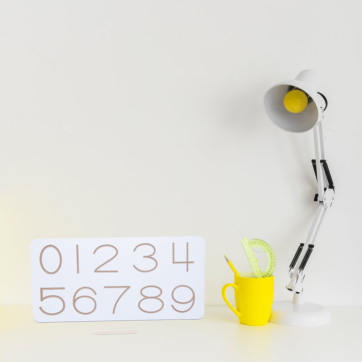 White Tracing Board / Stencil -  English Numbers