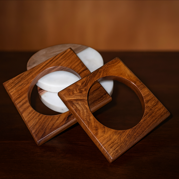 Wooden Square Bangles (Set of 2)