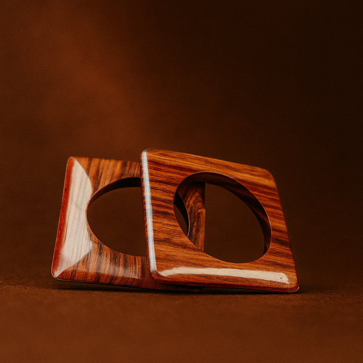 Wooden Square Bangles (Set of 2)