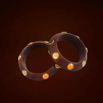 Wooden Brown Circle Studs Bangles 1