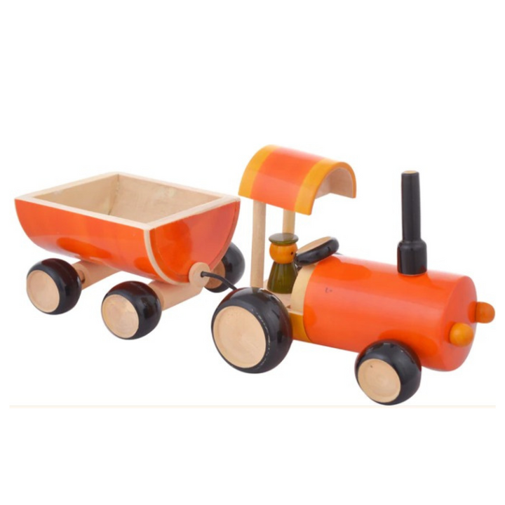 Wooden Tractor with Trailer