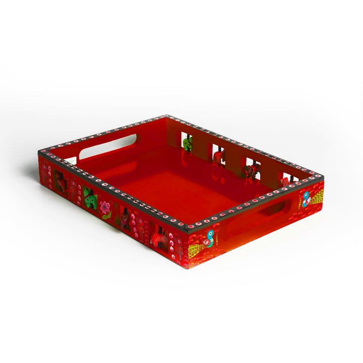 Wooden Hand painted Tray - Big Size