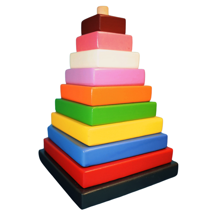 Wooden Multicolor Stacker - Square