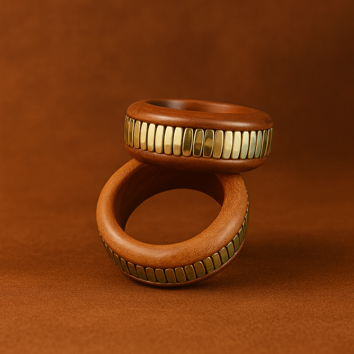 Wooden Bangles - Artistic Brass Inlay