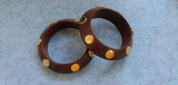 Wooden Brown Circle Studs Bangles 2
