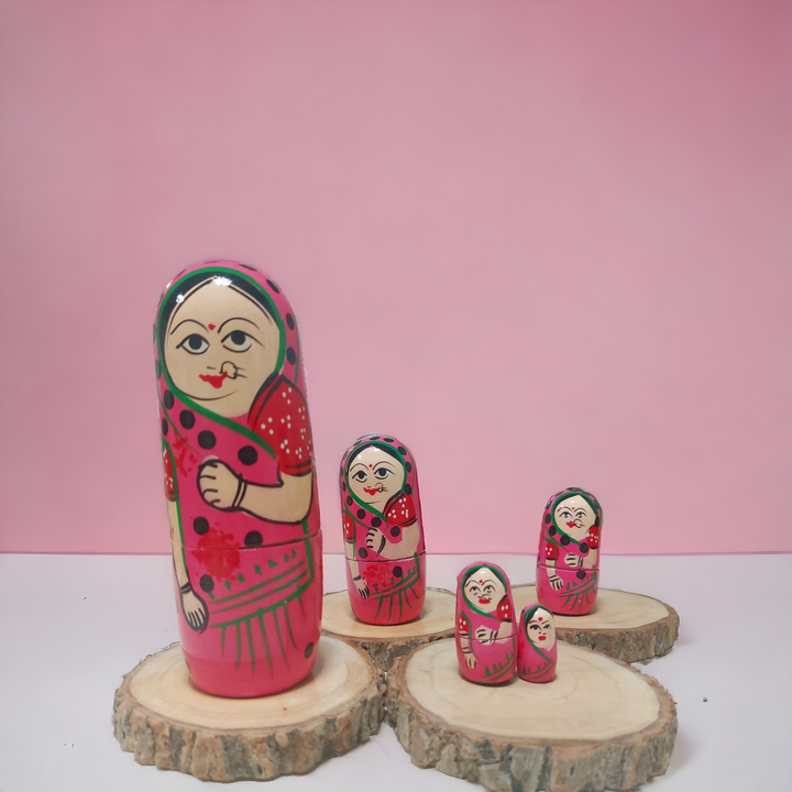 Wooden Handmade & Hand Painted Wooden Women Nesting Dolls