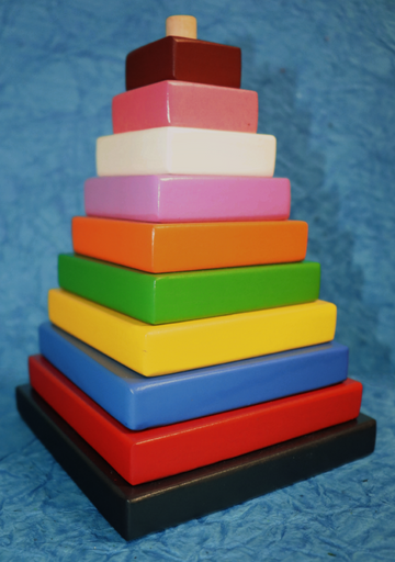 Wooden Multicolor Stacker - Square