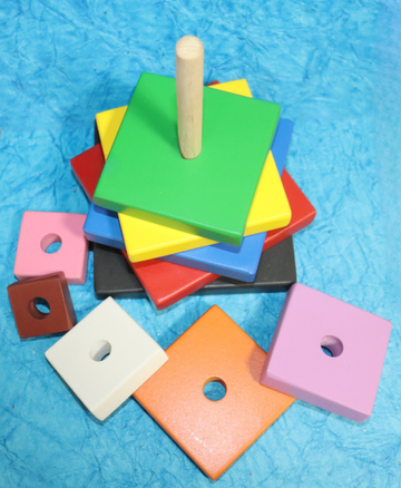 Wooden Multicolor Stacker - Square