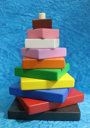 Wooden Multicolor Stacker - Square