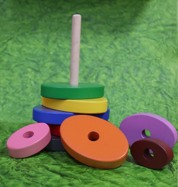 Wooden Multicolour Stacker - Oval