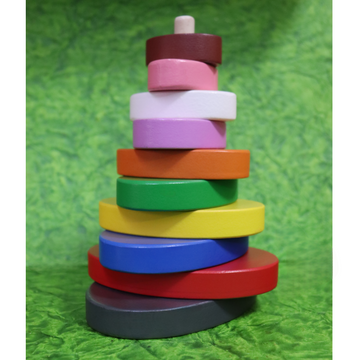 Wooden Multicolour Stacker - Oval