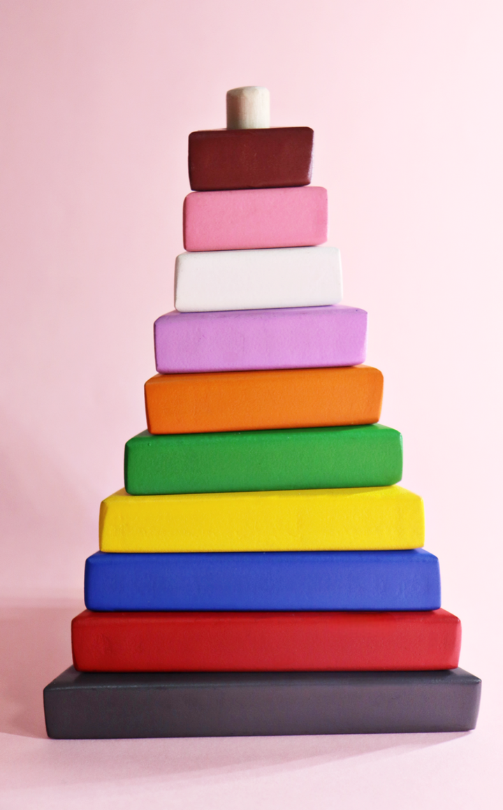 Wooden Multicolor Stacker - Triangle