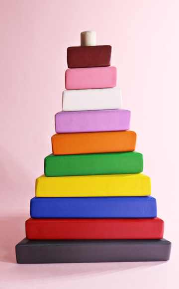 Wooden Multicolor Stacker - Triangle