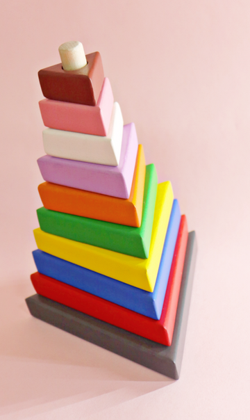 Wooden Multicolor Stacker - Triangle
