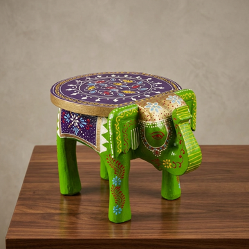 Wooden_Elephant_Stool_Green_