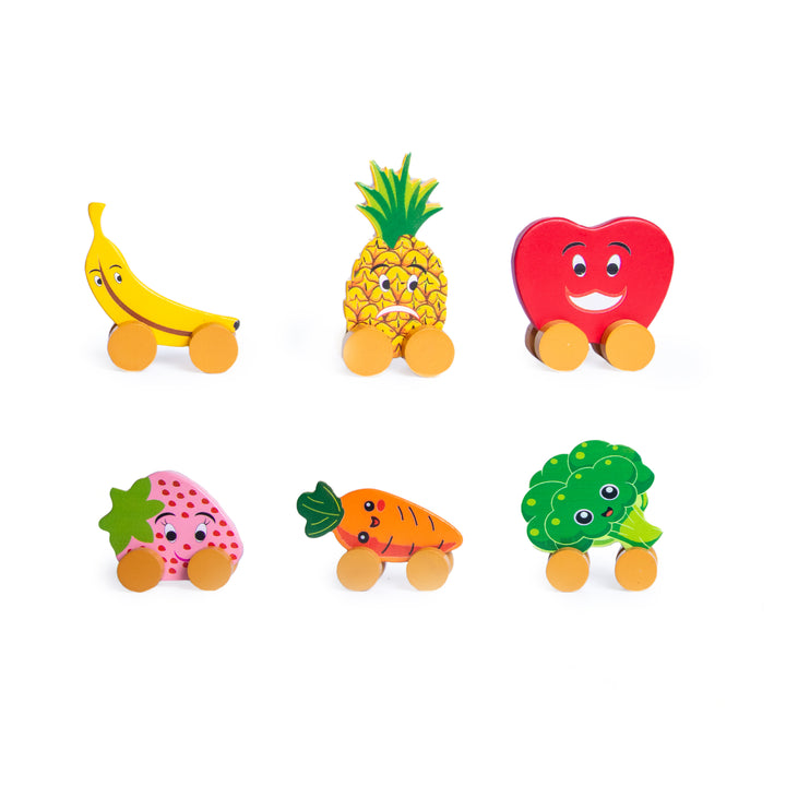 Wooden Fruits & Vegetables Car Set