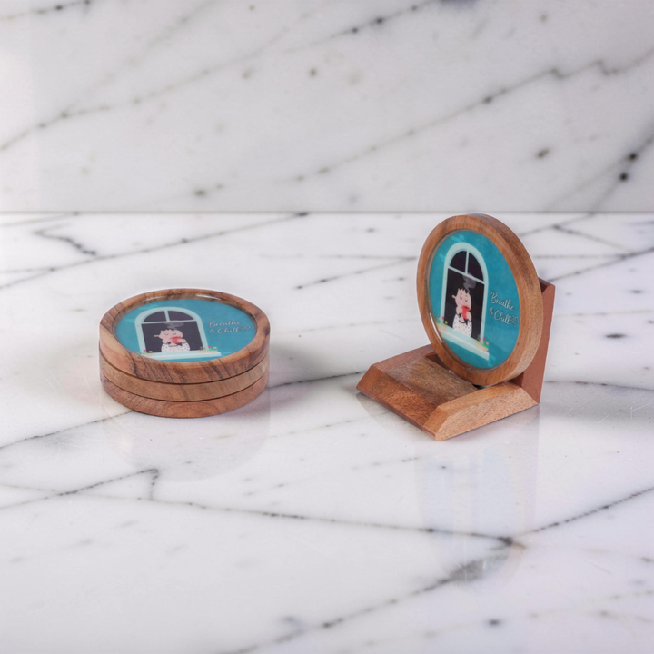 Wooden Coasters - Breath & Chill