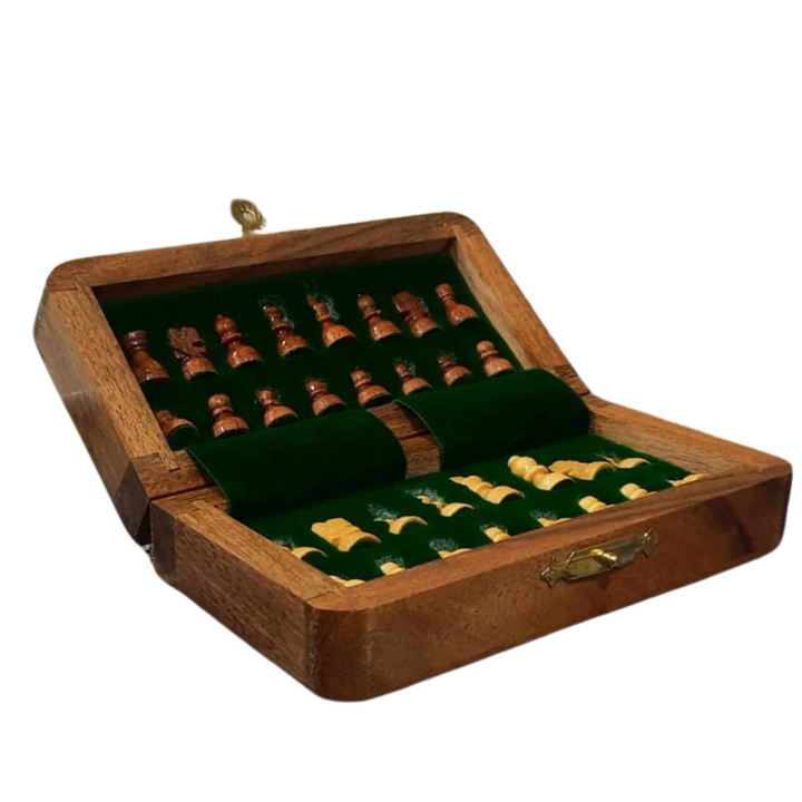 Wooden Magnetic Folding Chessboard - 5" X 5"