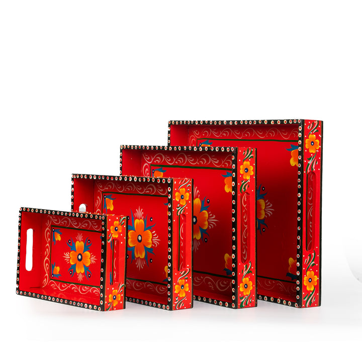 Wooden Multicolored Hand painted Trays