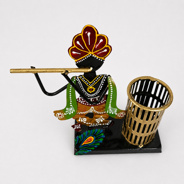 Black Krishna Pen Holder - 6 × 4 Inches