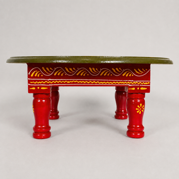 Wooden Round Charang/Chowki- Red