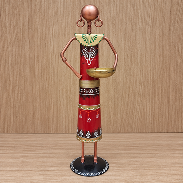 4 Piece Tribal Lady Diya Set - Red