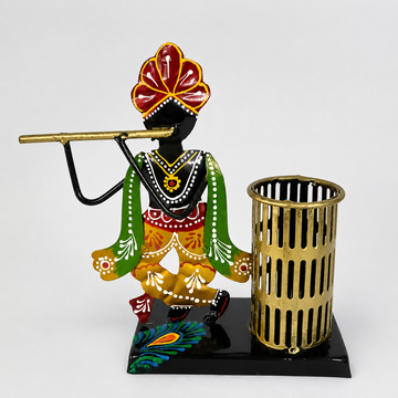 Black Krishna Pen Holder - 6 × 4 Inches