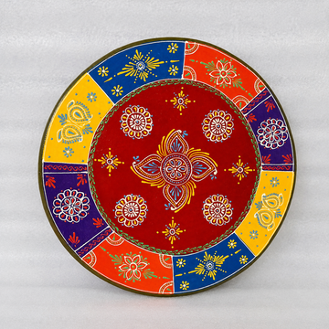 Wooden Round Charang/Chowki- Red