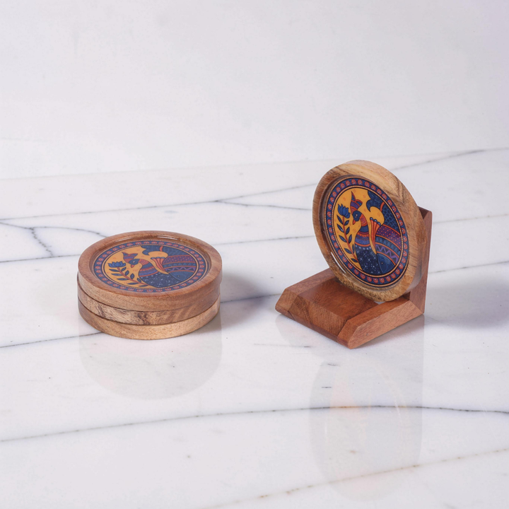 Wooden Coasters - Peacock