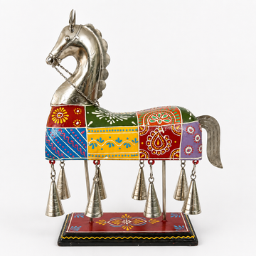Wooden Horse Décor with Bells - 8 × 12 Inches