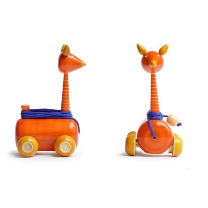 Wooden Giraffe Car - Orange