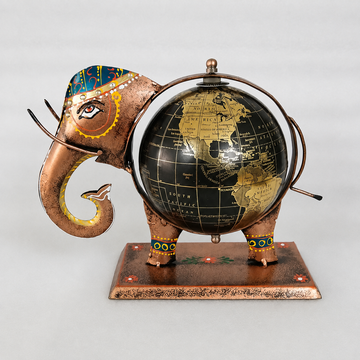 Wooden Elephant Globe - 8 × 10 Inches