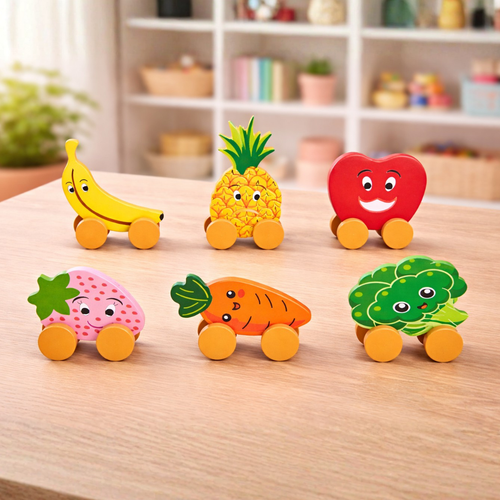 Wooden Fruits & Vegetables Car Set