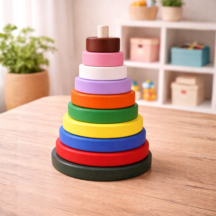 Wooden Multicolour Stacker - Oval