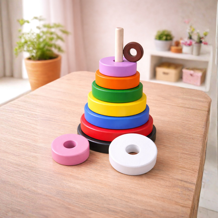 Wooden Multicolor Stacker - Round