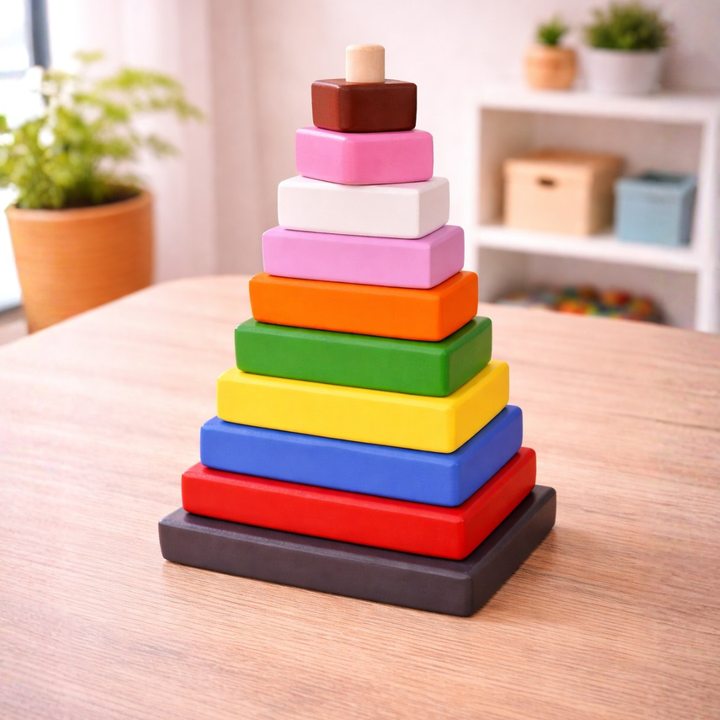 Wooden Multicolor Stacker - Triangle