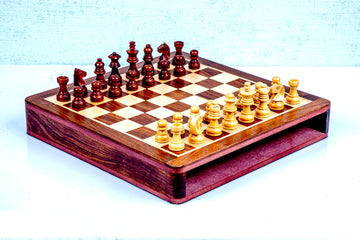 Wooden Magnetic Drawer Chessboard - 10" X 10"