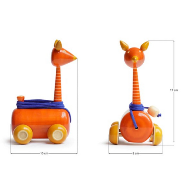 Wooden Giraffe Car - Orange