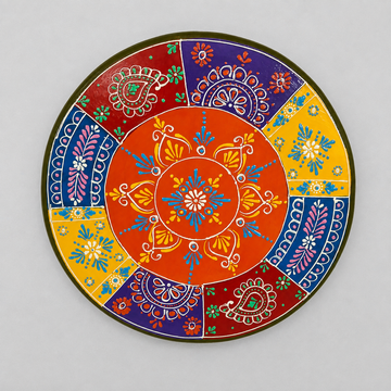 Wooden Round Charang/Chowki- Orange