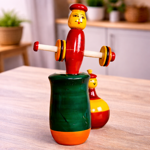 Wooden Joker Rattle with Whistle