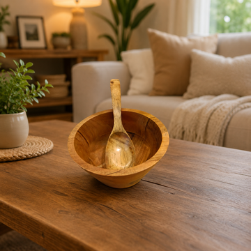 Acacia Wood Soup Bowl with Spoon
