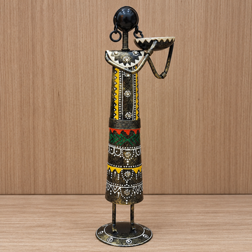 4 Piece Tribal Lady Diya Set - Black