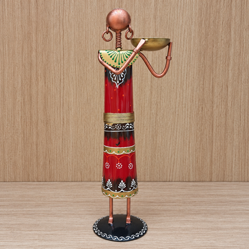 4 Piece Tribal Lady Diya Set - Red