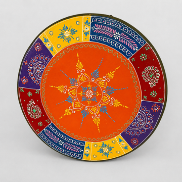 Wooden Round Charang/Chowki- Orange