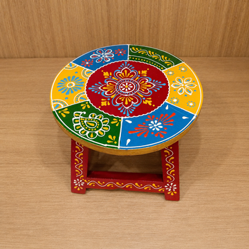 Round Multicolor Stool – Red