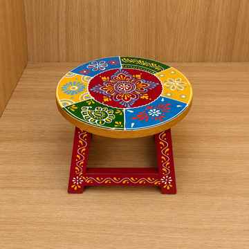 Round Multicolor Stool – Red