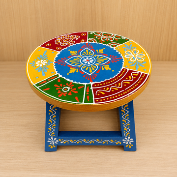 Round Multicolor Stool –Blue