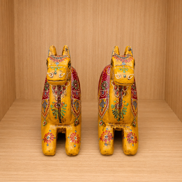 Hand-Painted Rajasthani Camel with Bell – Yellow