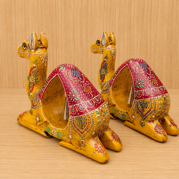 Hand-Painted Rajasthani Camel with Bell – Yellow